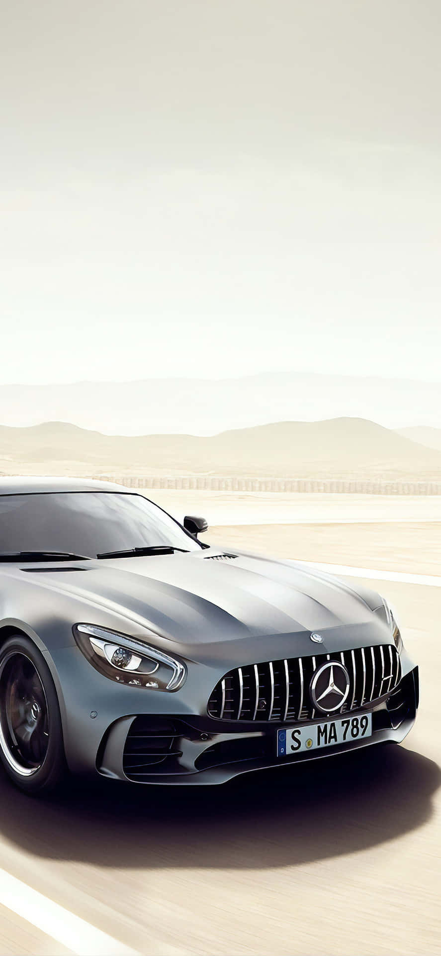 Silver Iphone Xs Mercedes Amg Background In Desert