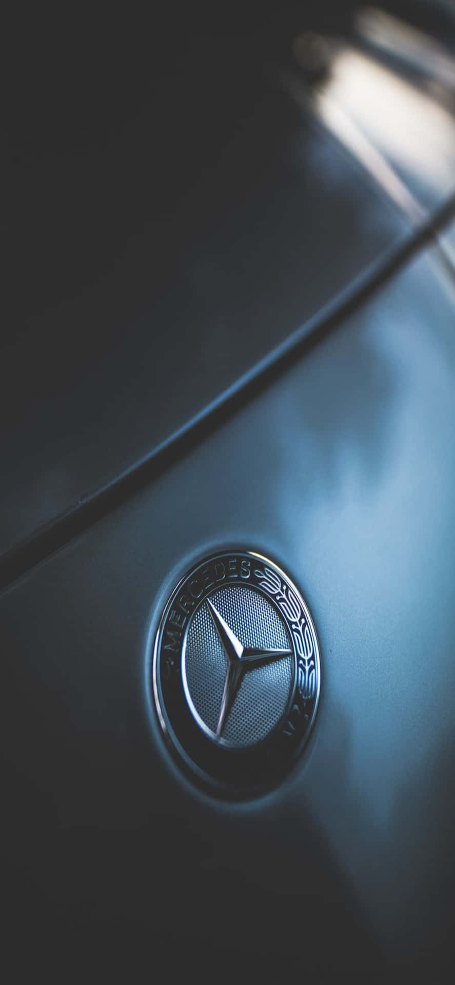 Iphone Xs Mercedes Background Glossy Logo On A Car Background