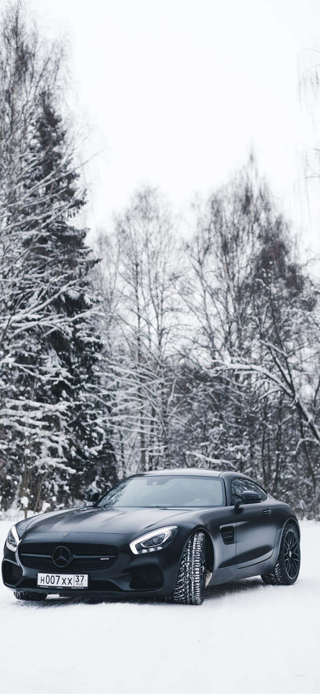 Iphone Xs Mercedes Background Black Amg Gt In The Snow Background