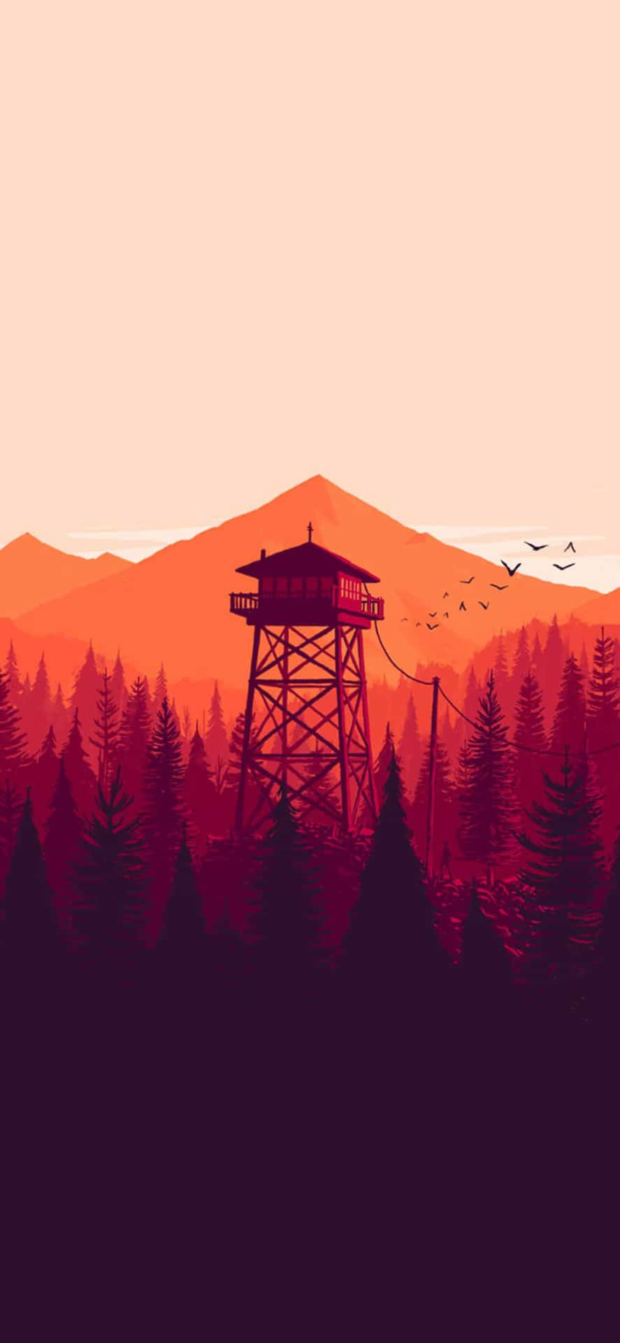 A Silhouette Of A Tower In The Forest