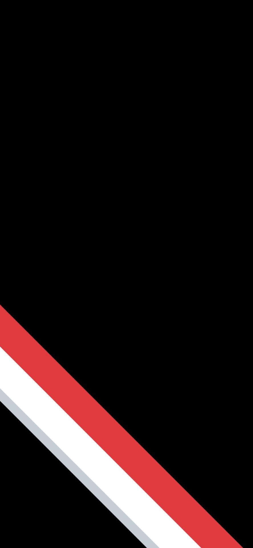 A Black And White Flag With A White And Red Stripe