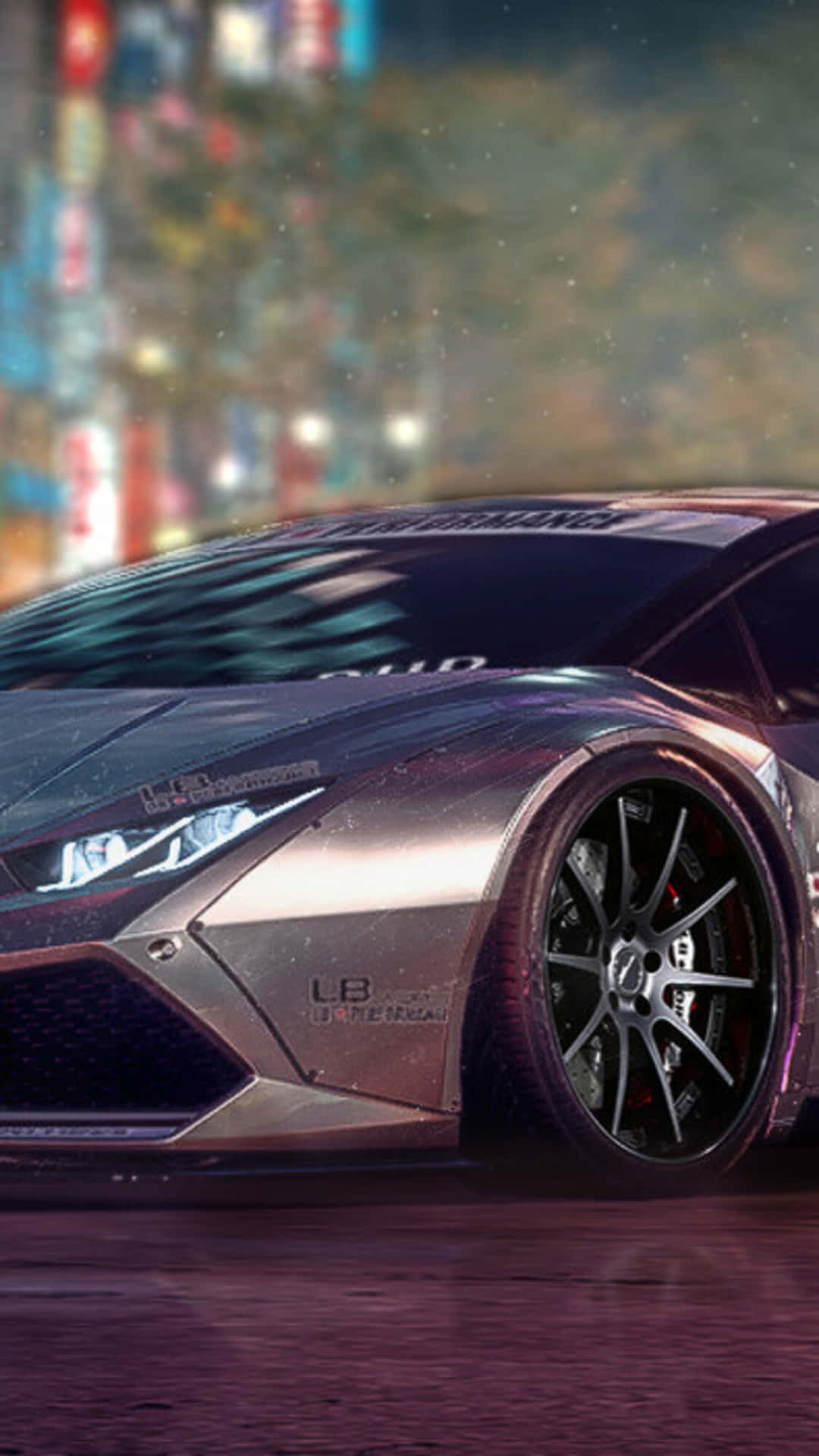 Iphonexs Bakgrundsbild Med Need For Speed Payback Och Grå Lamborghini Huracán.