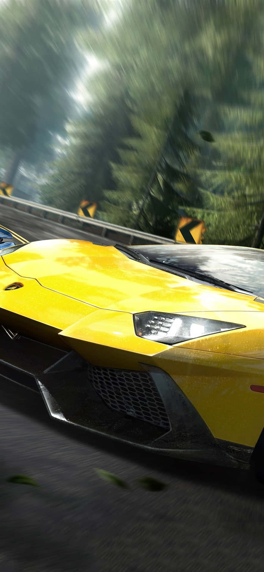 Iphonexs Need For Speed Payback Bakgrund Med Gula Lamborghini Aventador.