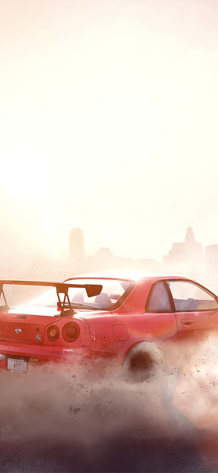 Iphonexs Bakgrundsbild För Need For Speed Payback Med Röd Nissan Skyline R34 Gt-r.