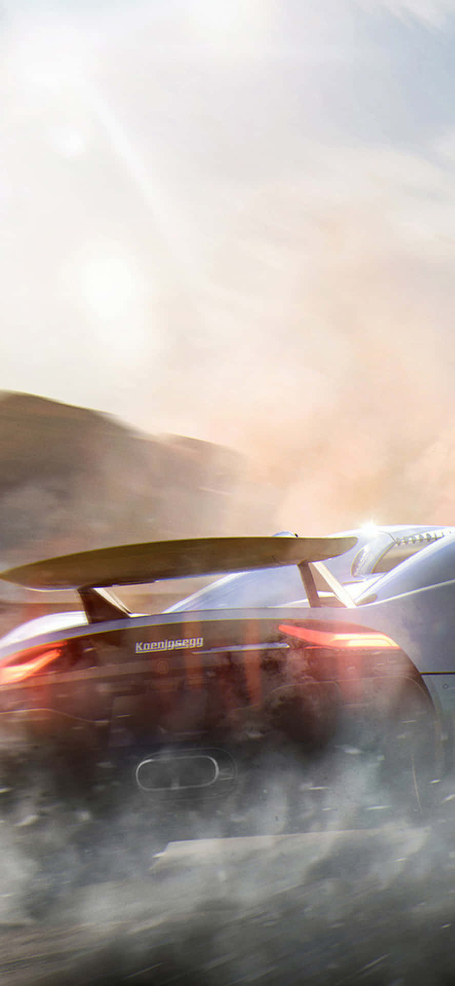 Iphonexs Bakgrundsbild Med Need For Speed Payback, Koenigsegg Regera Omgiven Av Rök.