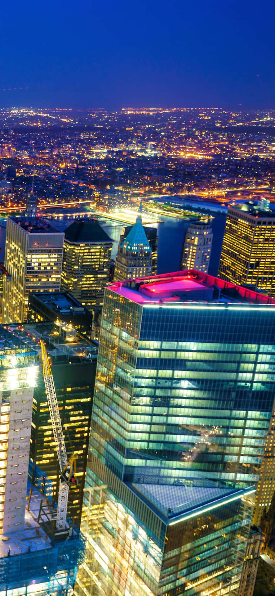 Nattljusenav New Yorks Ikoniska Stadssilhuett Sedd Från Apple Iphone Xs.