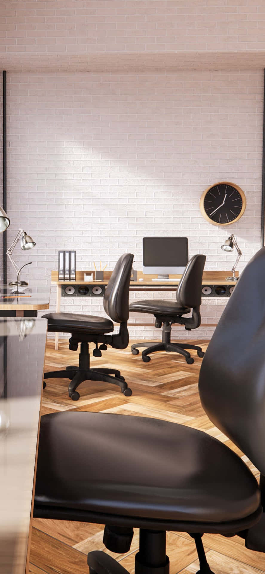 iPhone XS Office Black Chairs Background