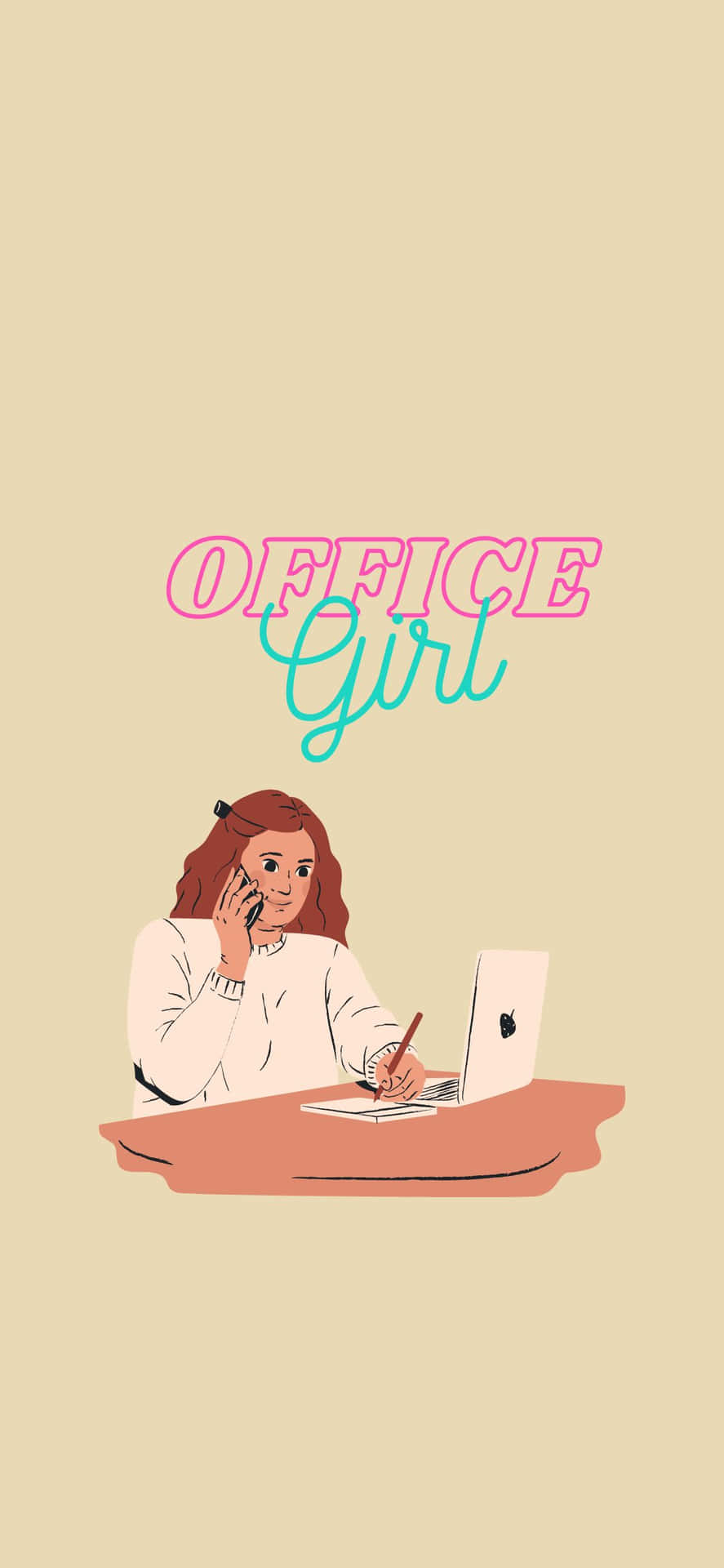 iPhone XS Office Girl With Phone Background