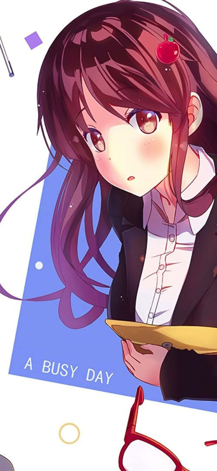 iPhone XS Anime Office Girl Background