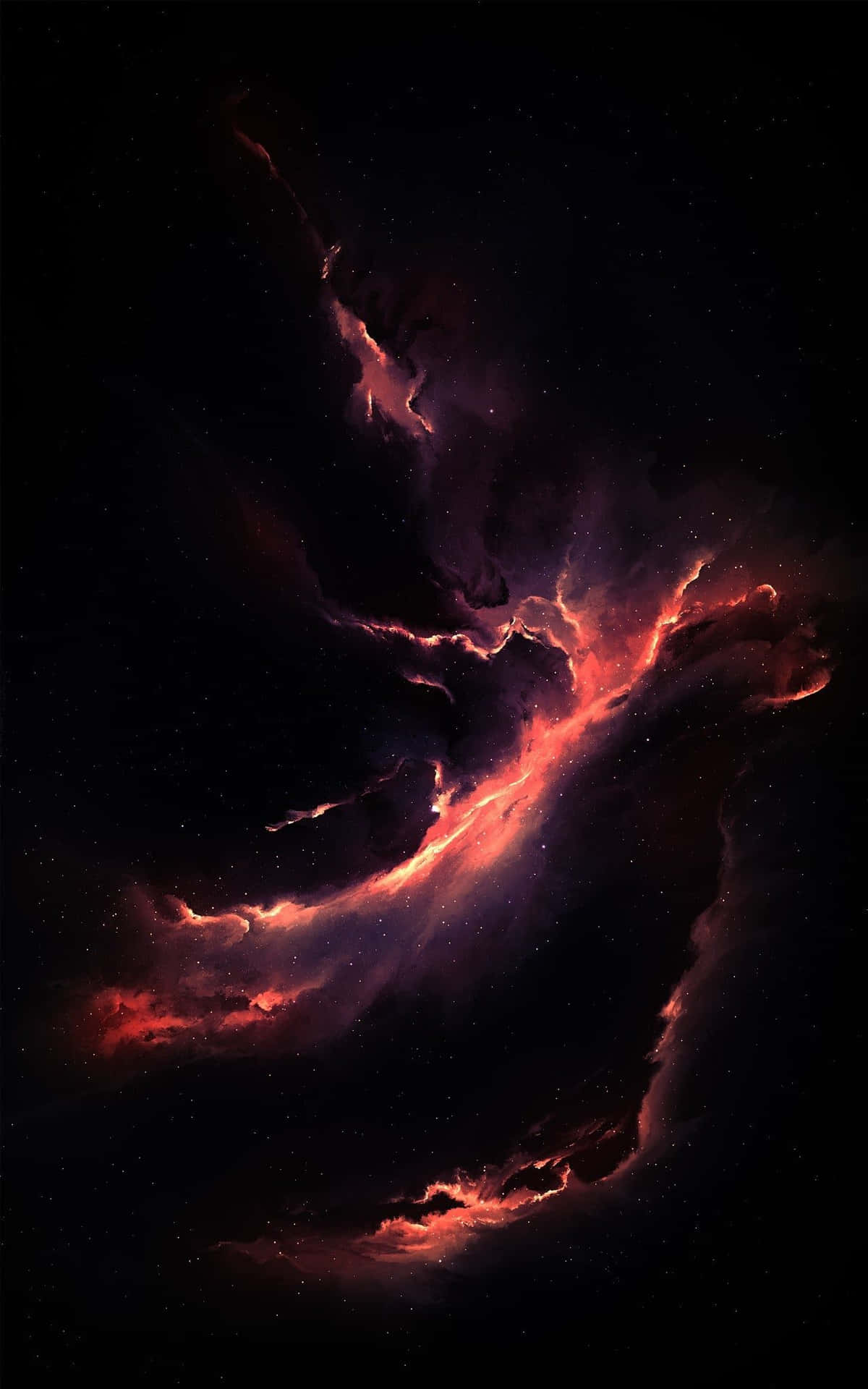 Red Clouds In Cosmos iPhone XS OLED Background