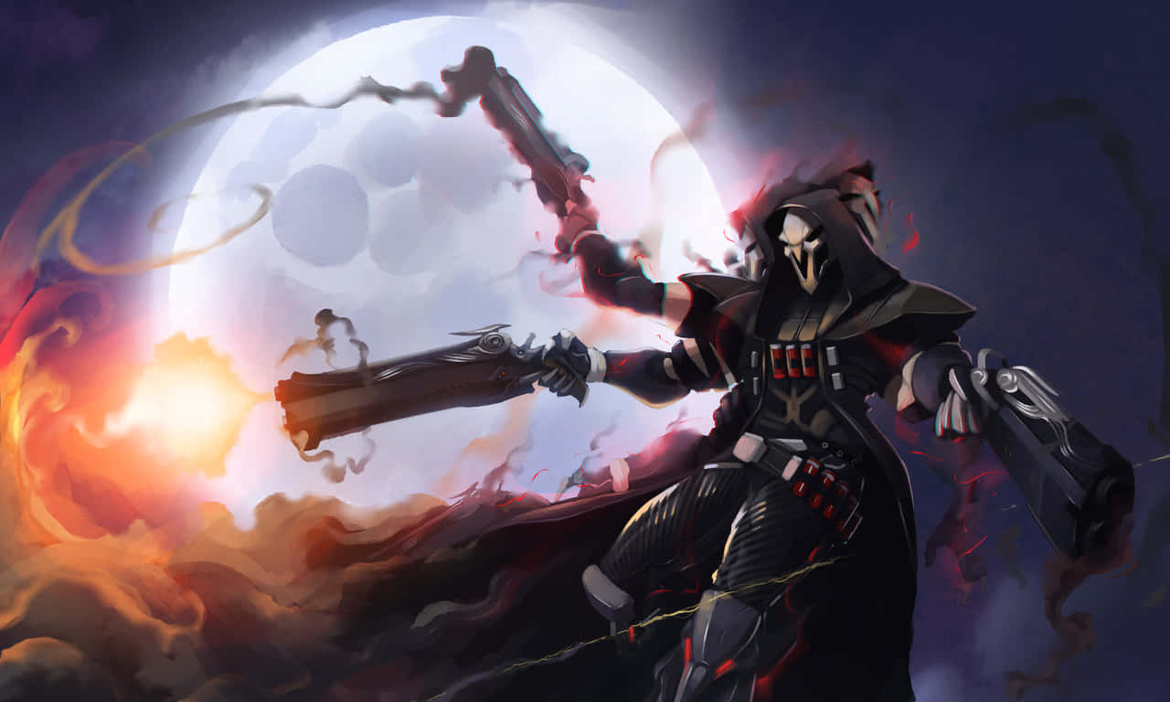 Reaper Against Moon Iphone Xs Overwatch Background