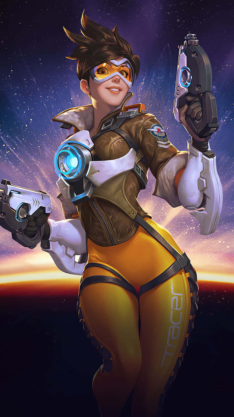 Tracer In Orange Suit Iphone Xs Overwatch Background