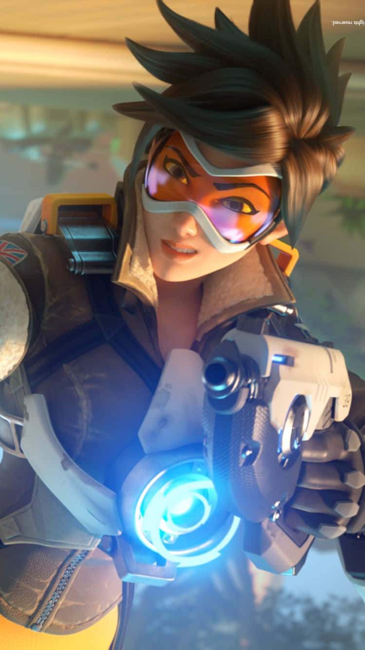 Grinning Tracer iPhone XS Overwatch Background