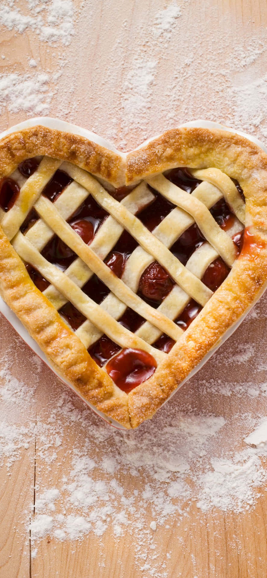 Hjerteformede kirsebær Pie iPhone XS konditorier baggrund