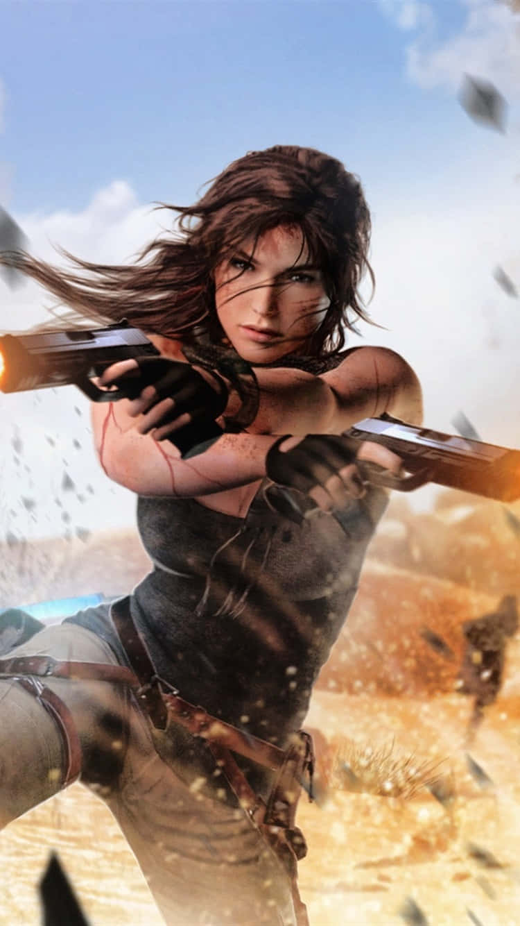 Låsupp Mysterierna I Rise Of The Tomb Raider Med Din Iphone Xs Genom Att Ha Den Som Bakgrundsbild.