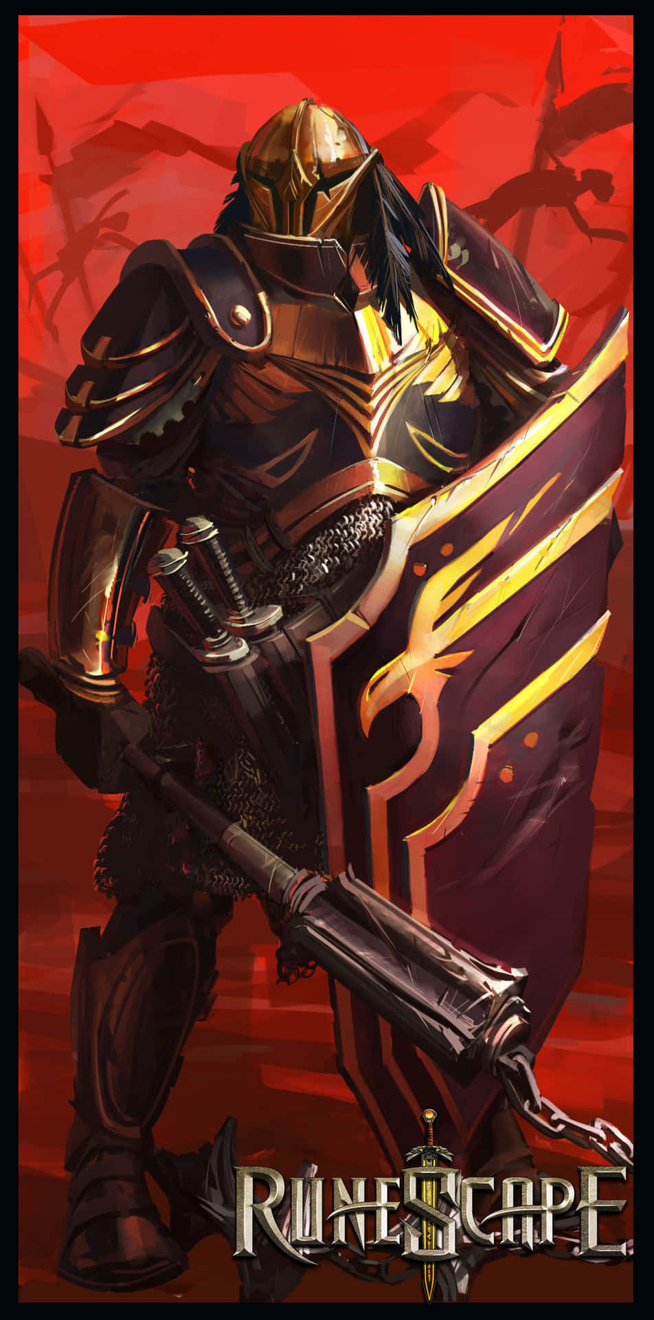 Iphone Xs Runescape Oldschool Background Warrior Gold And Red Armor