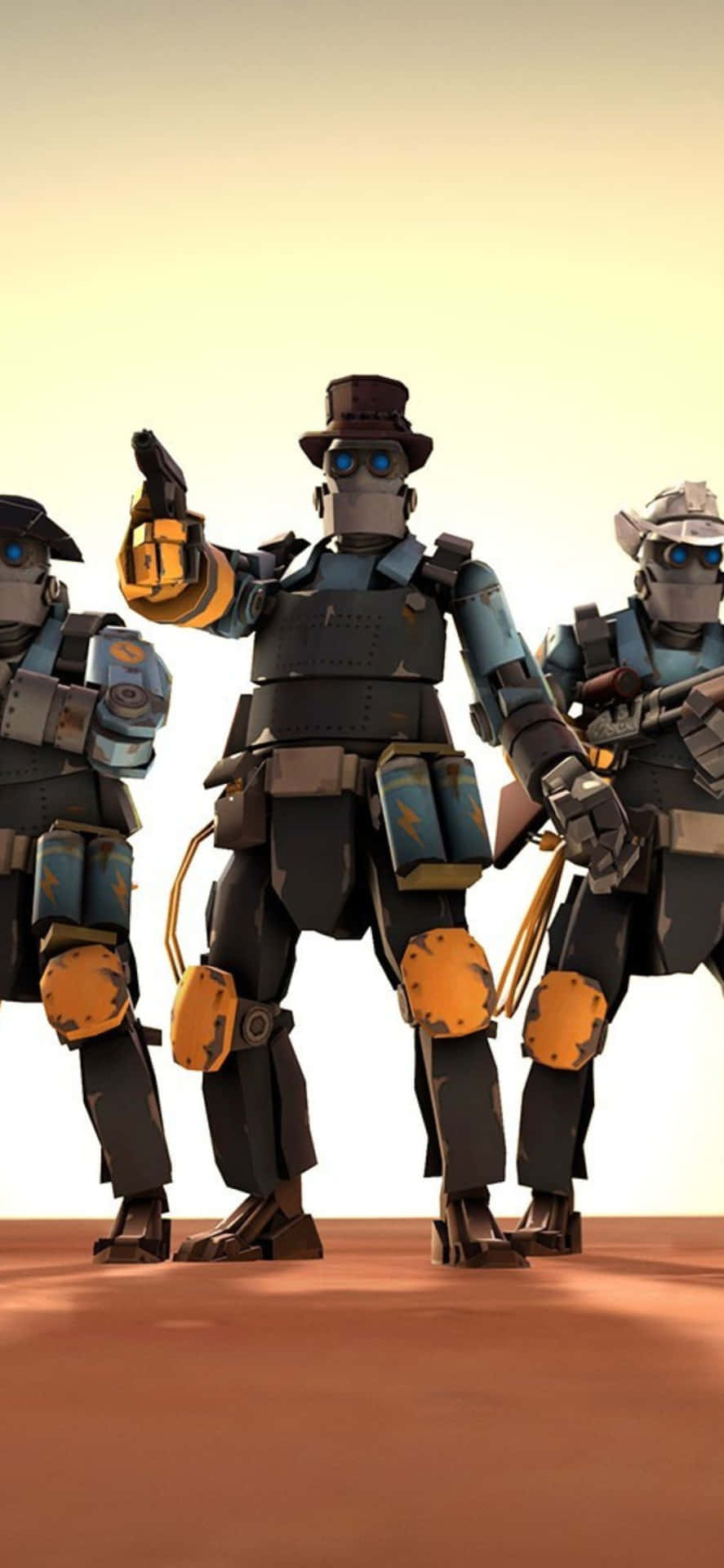 Hintergrundbildfür Iphone Xs - Team Fortress 2 Cowboy Roboter