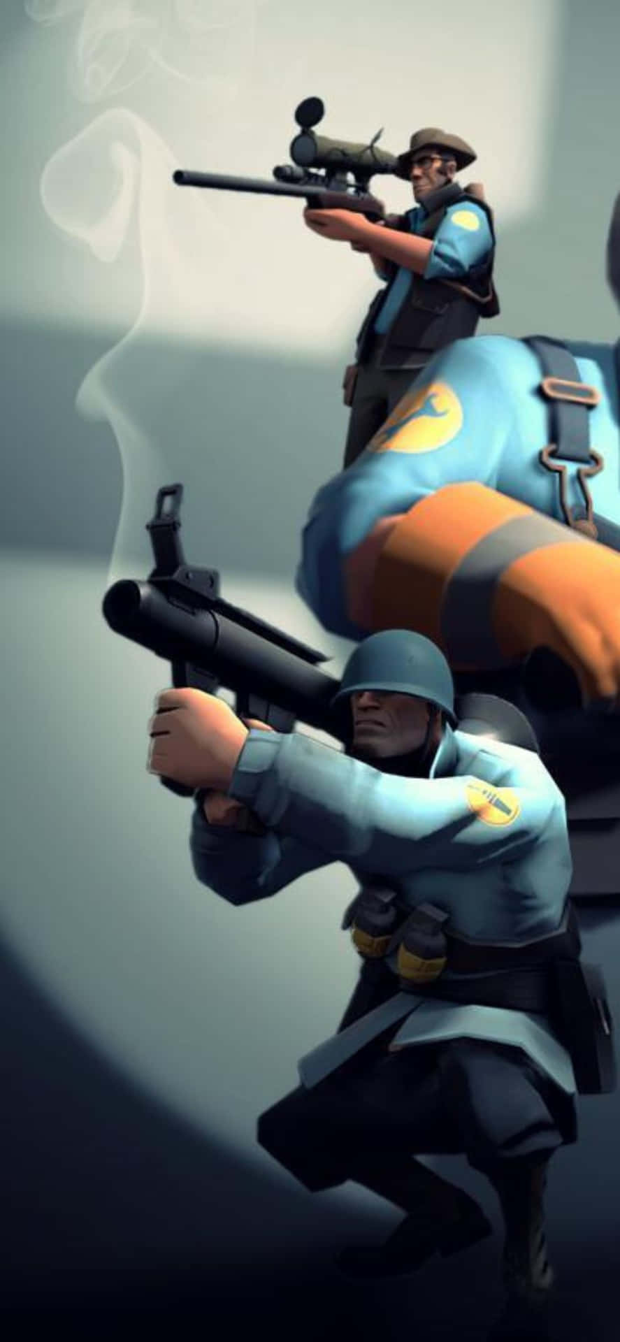 iPhone XS Team Fortress 2 Characters With Blue Uniforms Background