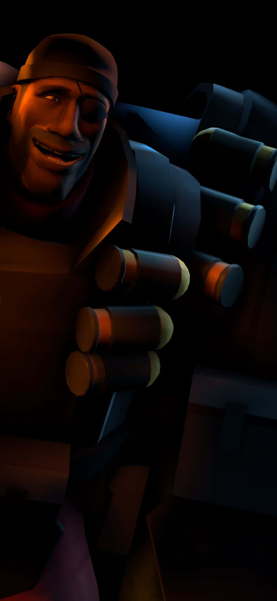 iPhone XS Team Fortress 2 smilende Demoman portræt baggrund.
