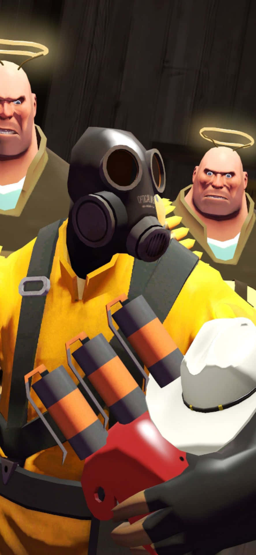 iPhone XS Team Fortress 2 Pyro With Heavys Background