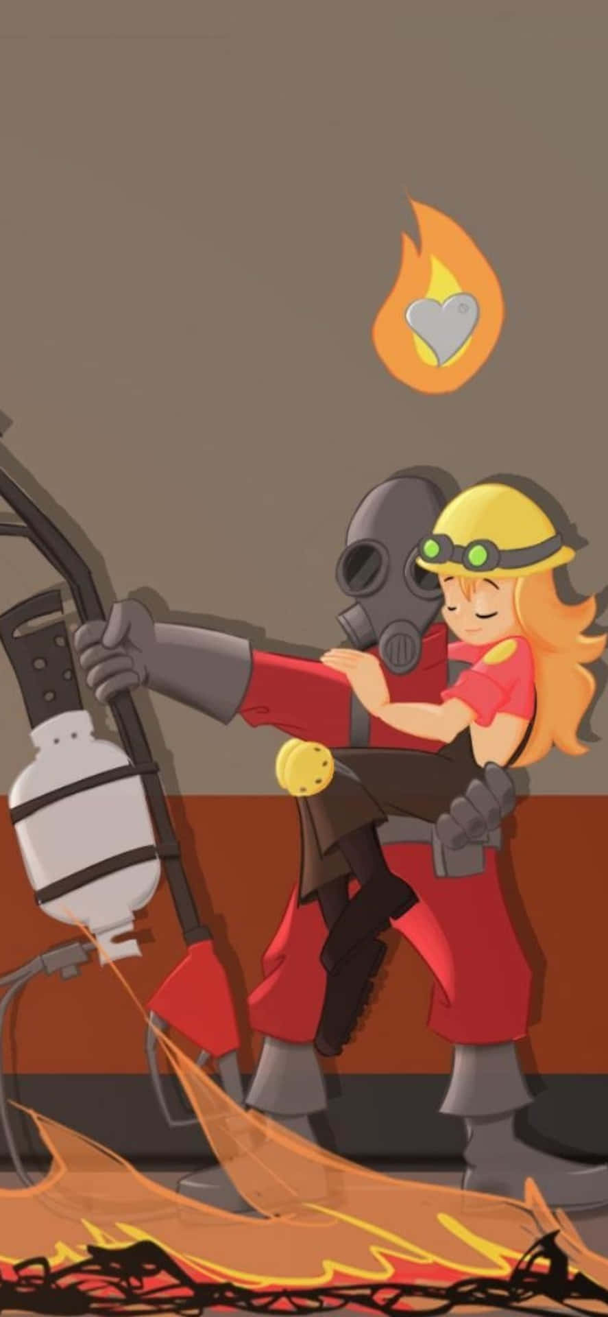 Iphone Xs Tf2 Background Girl Hugging The Pyro