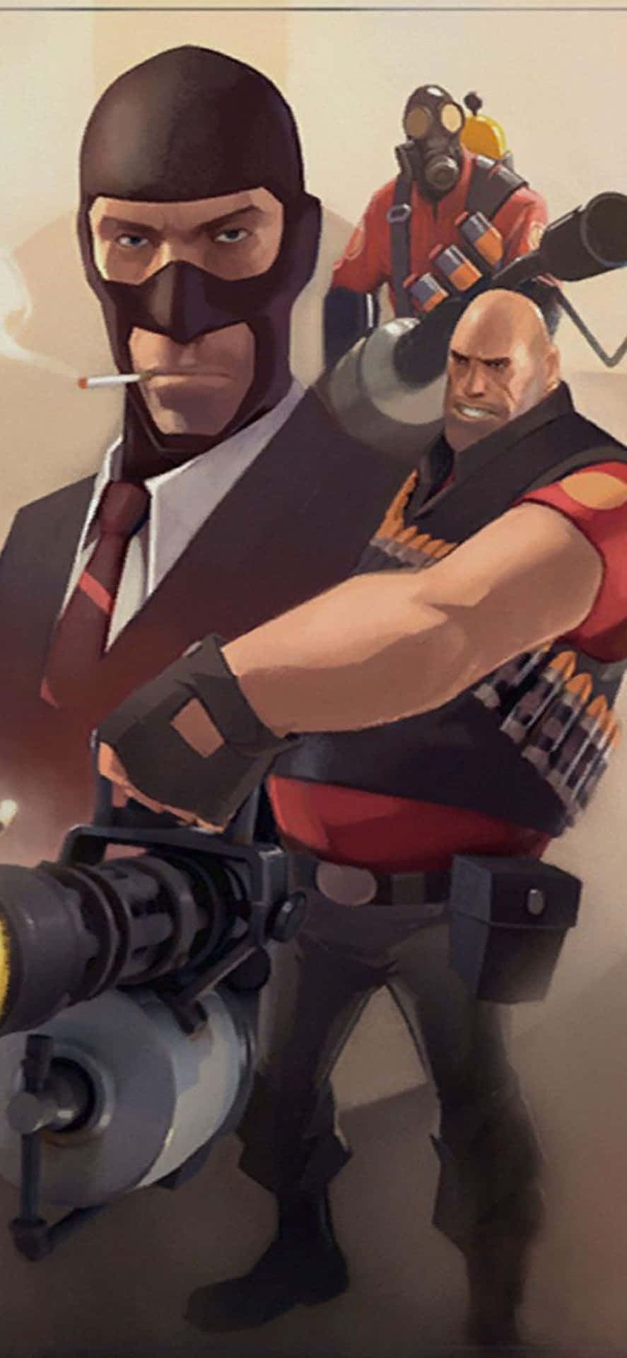 Iphone Xs Tf2 Background Spy Pyro And Heavy Poster