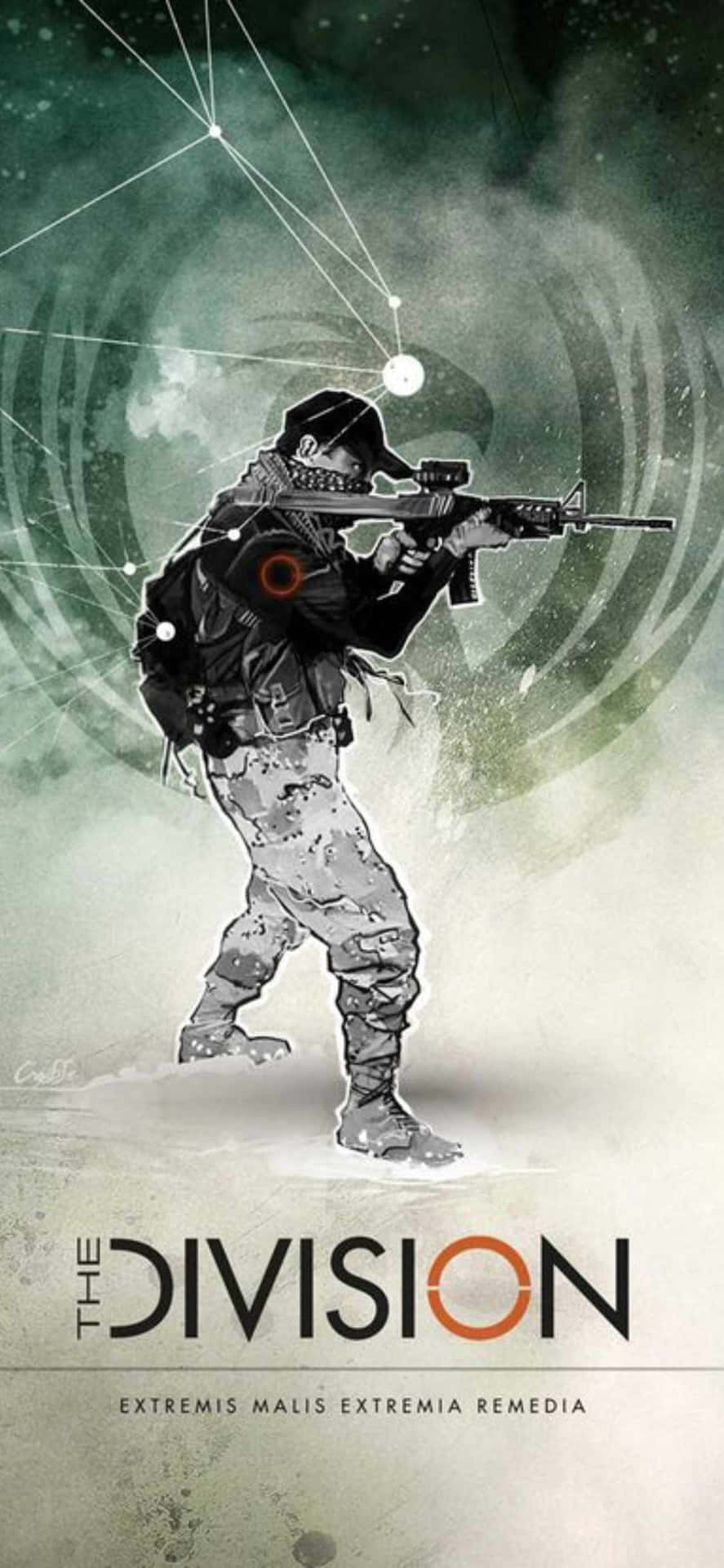 Iphone Xs The Division Background Game Title Poster With Scoping Man