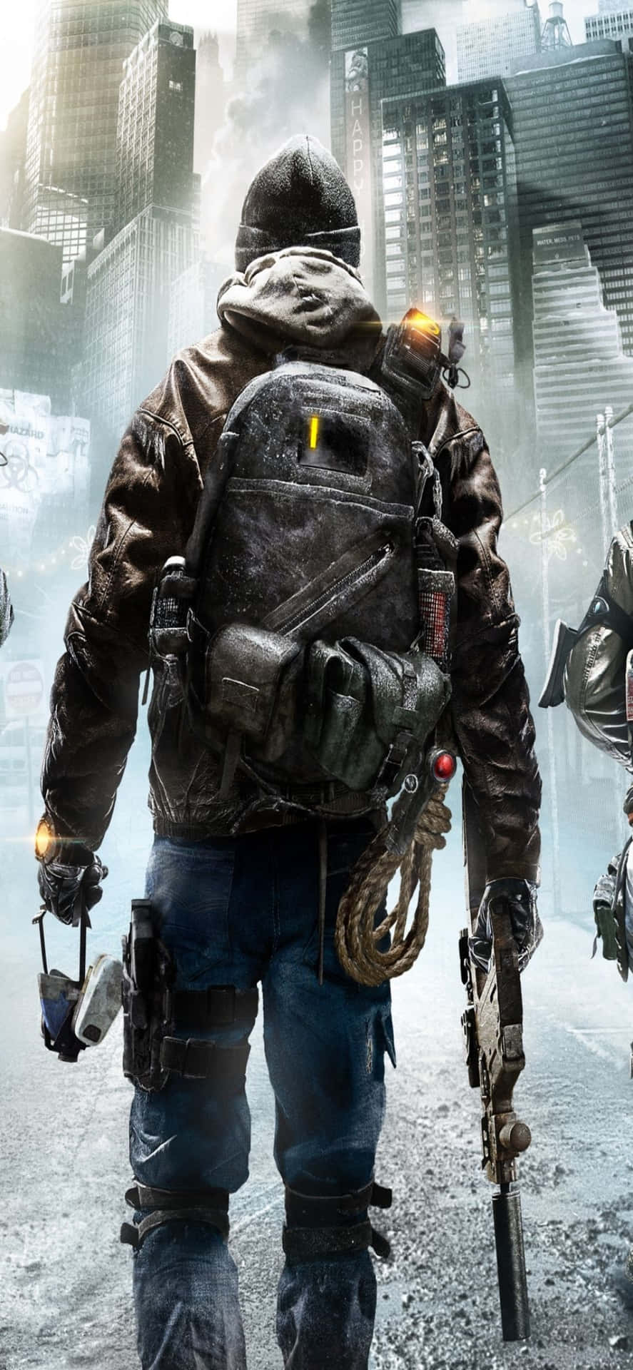 Iphonexs Hintergrundbild The Division Mann Mit Einem Rucksack Und Einer Waffe