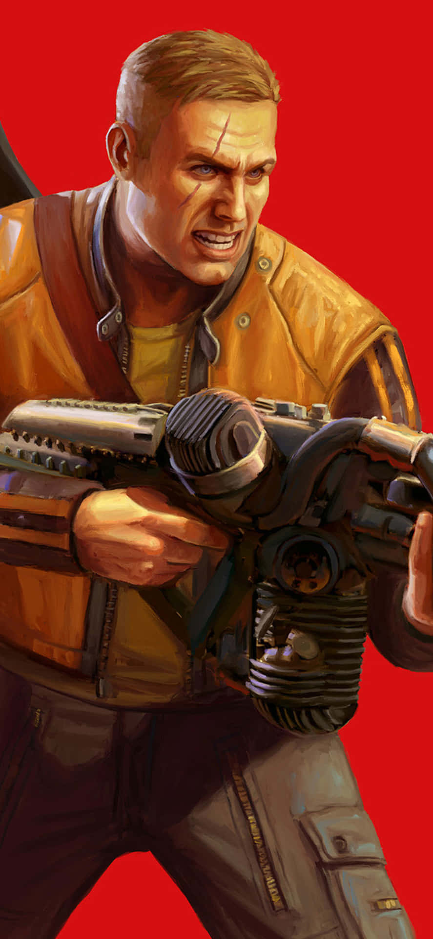 Iphone Xs Wolfenstein Ii Terror Billy Firing Gun Background