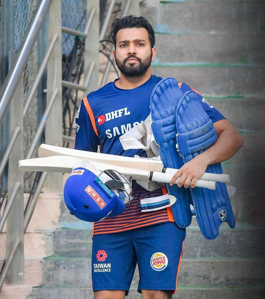 IPL 2021 Rohit Sharma Med Udstyr Wallpaper