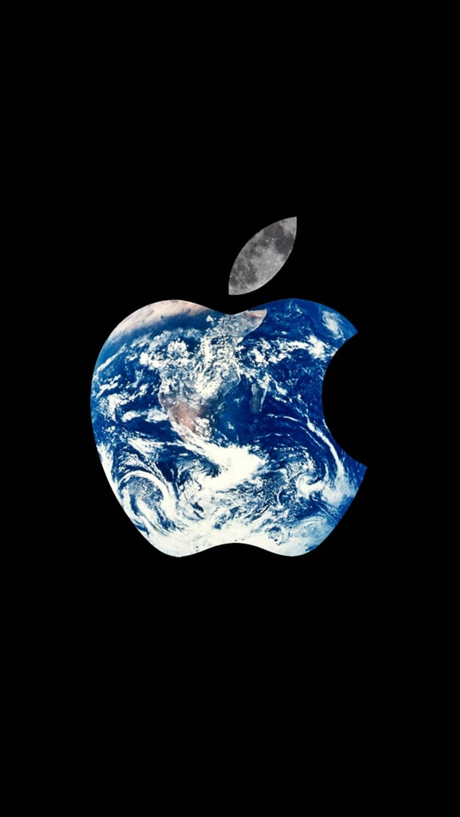 iPod Touch Jord og Måne inde Apple Logo Wallpaper