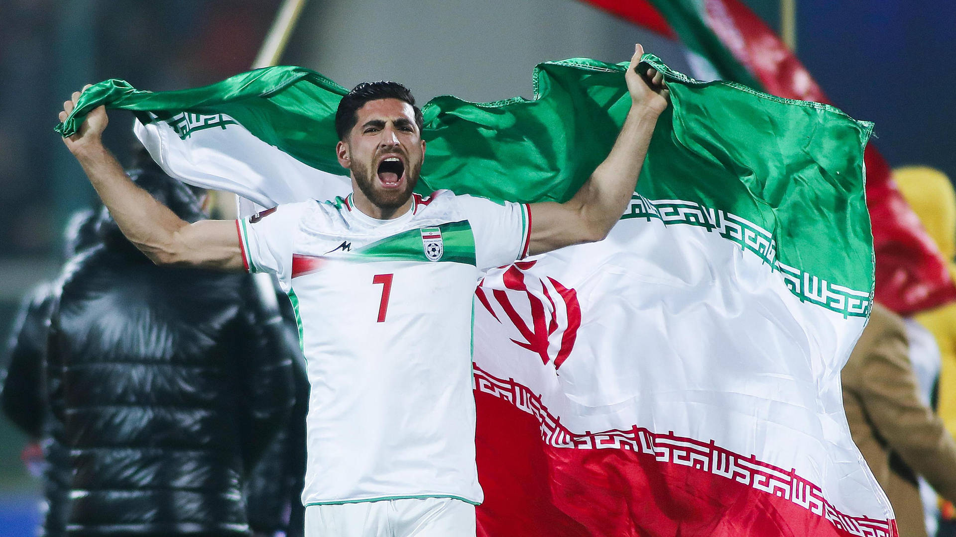 Nationale fodboldhold fra Iran Jersey Nr. 7 Alireza Jahanbakhsh Baggrundsbillede. Wallpaper
