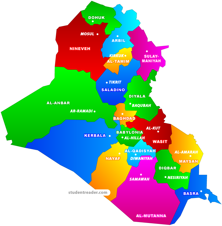 Iraq Administrative Divisions Map PNG