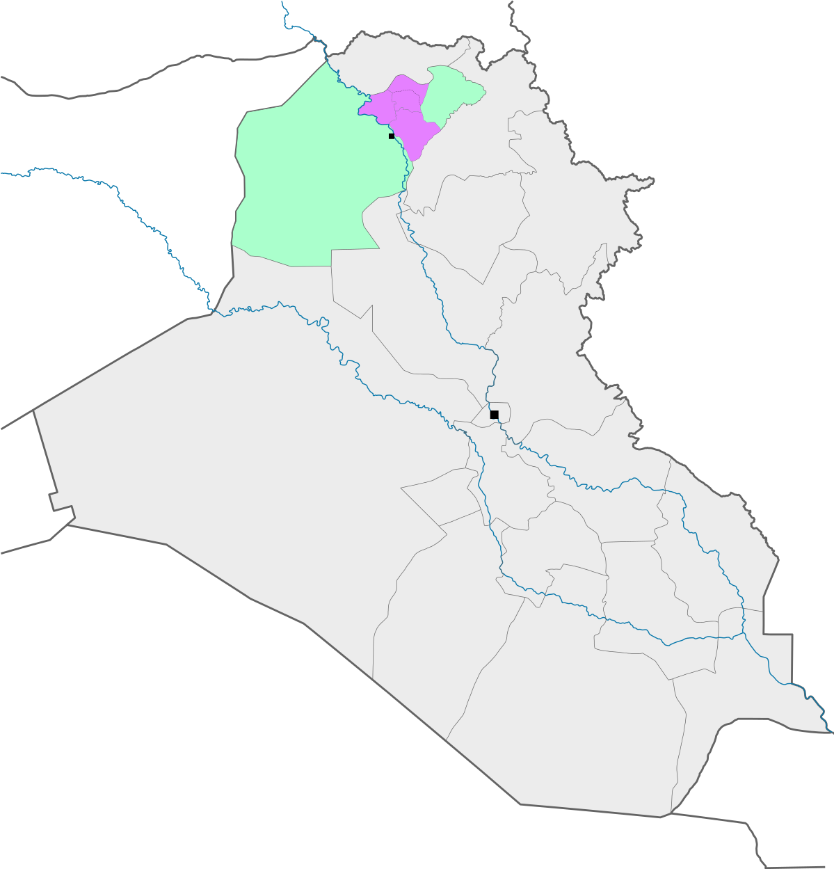 Iraq Districts Map Color Coded PNG
