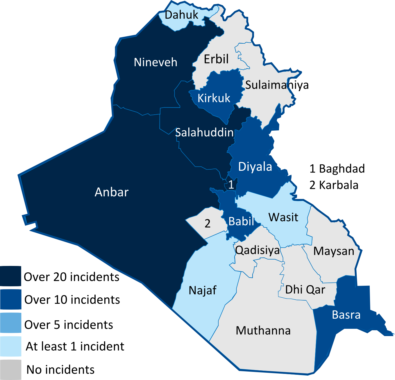 Iraq Incident Density Map PNG