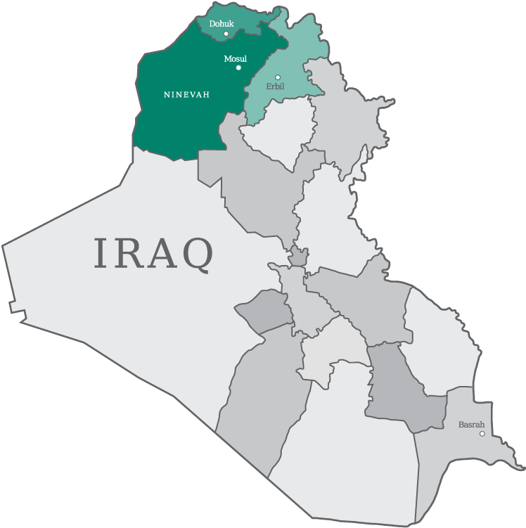 Iraq Map Nineveh Highlighted PNG