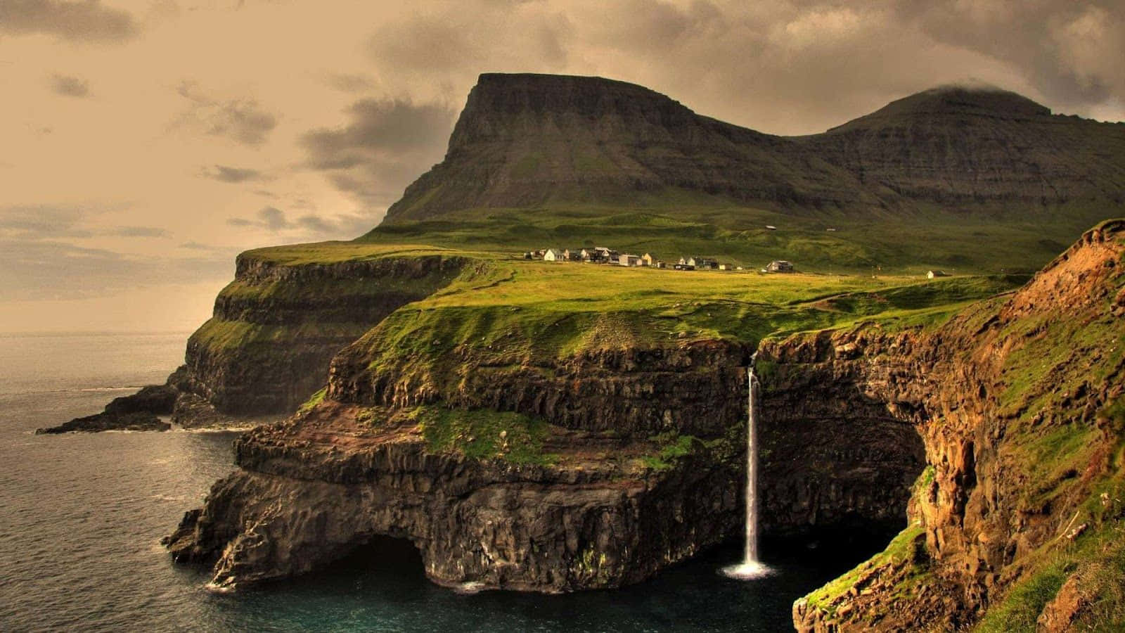 Wasserfallauf Klippe Irland Desktop Wallpaper
