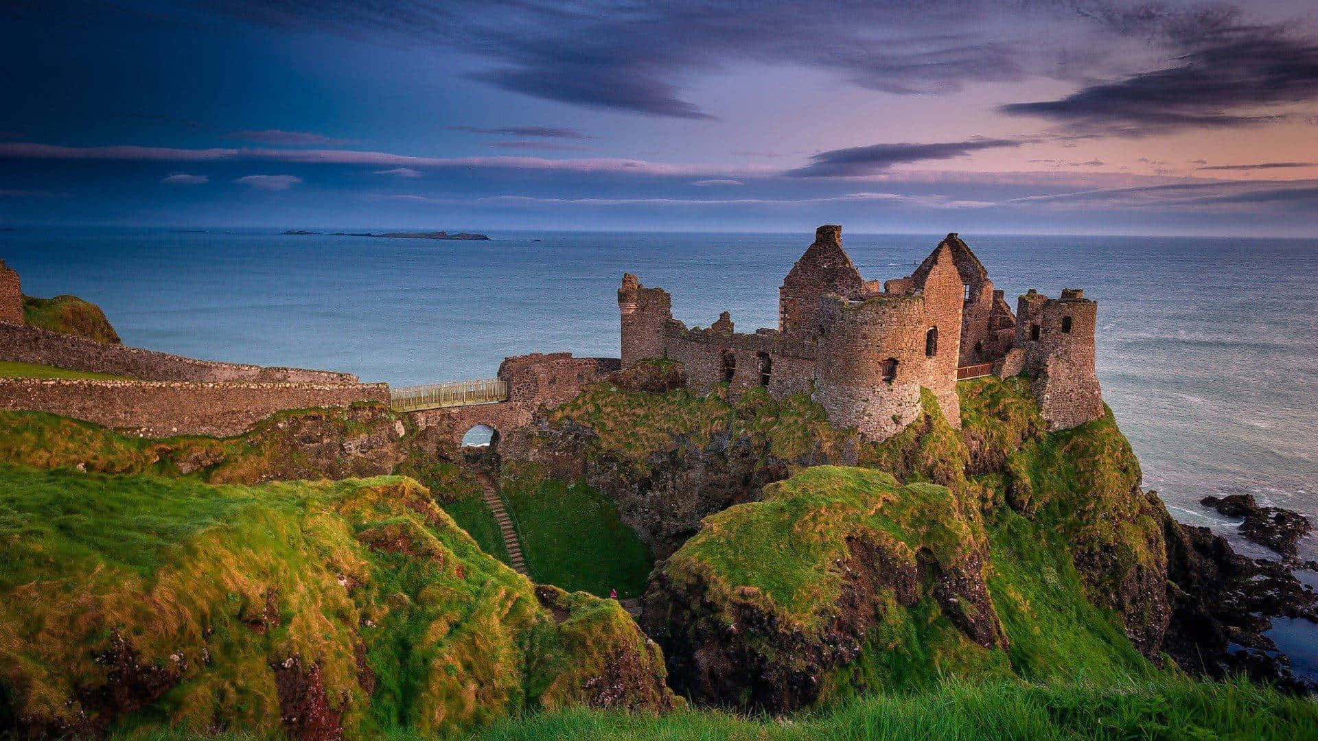 Castle Cliff With Ocean Overlooking Ireland Desktop Wallpaper