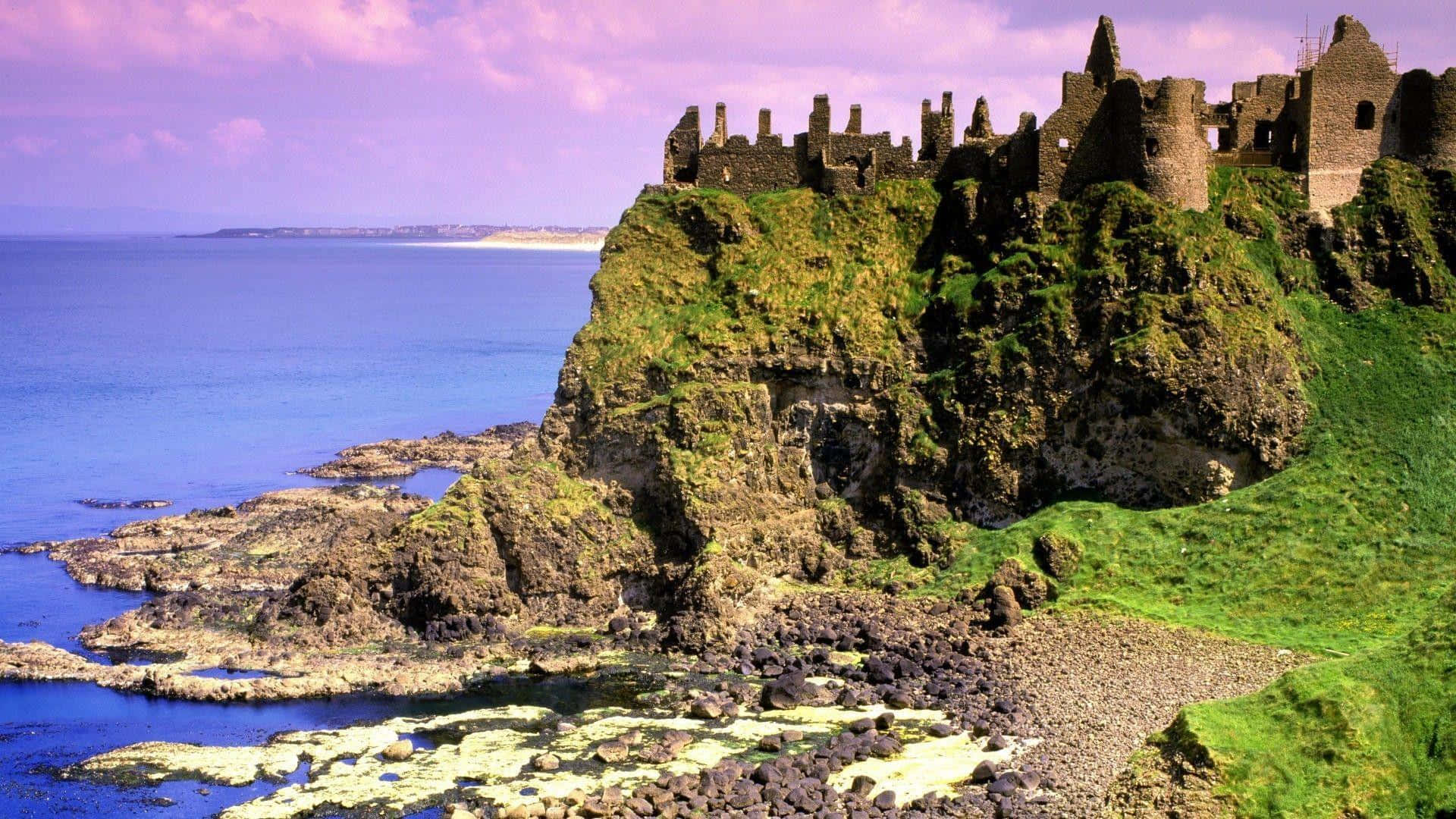 Old Castle On Cliff Ireland Desktop Wallpaper