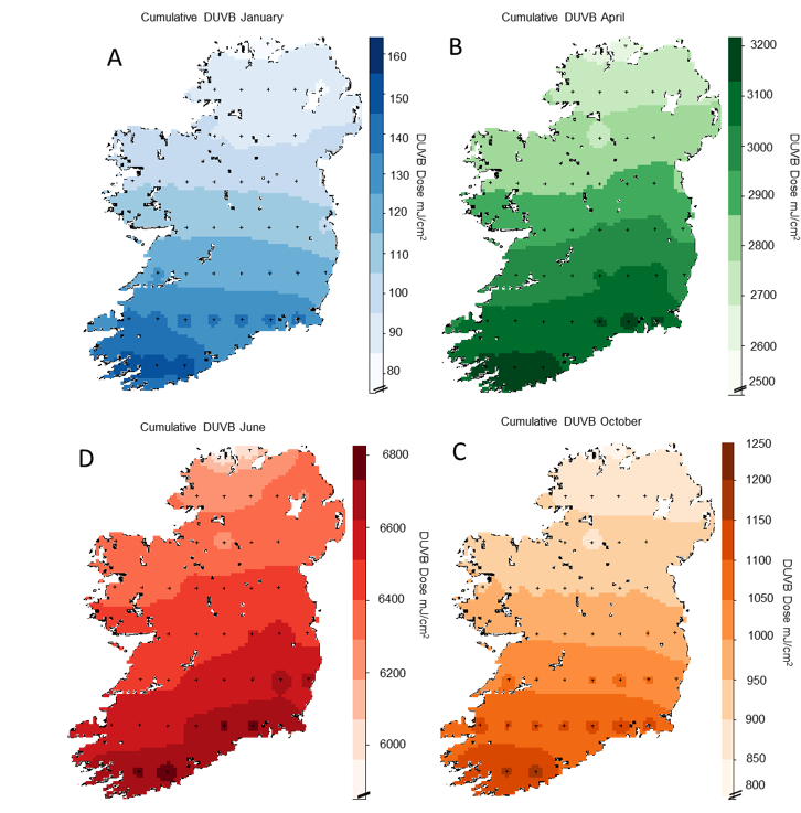 Ireland U V Radiation Levels Seasonal Comparison PNG