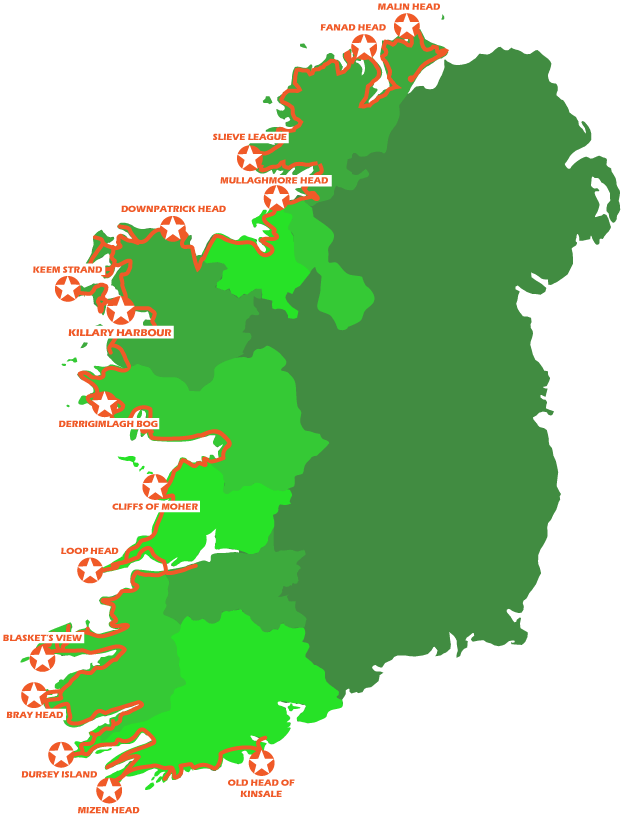 Ireland Wild Atlantic Way Map PNG