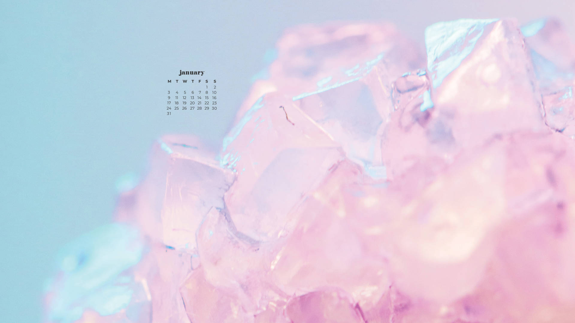 Iridescent Crystal January 2022 Calendar