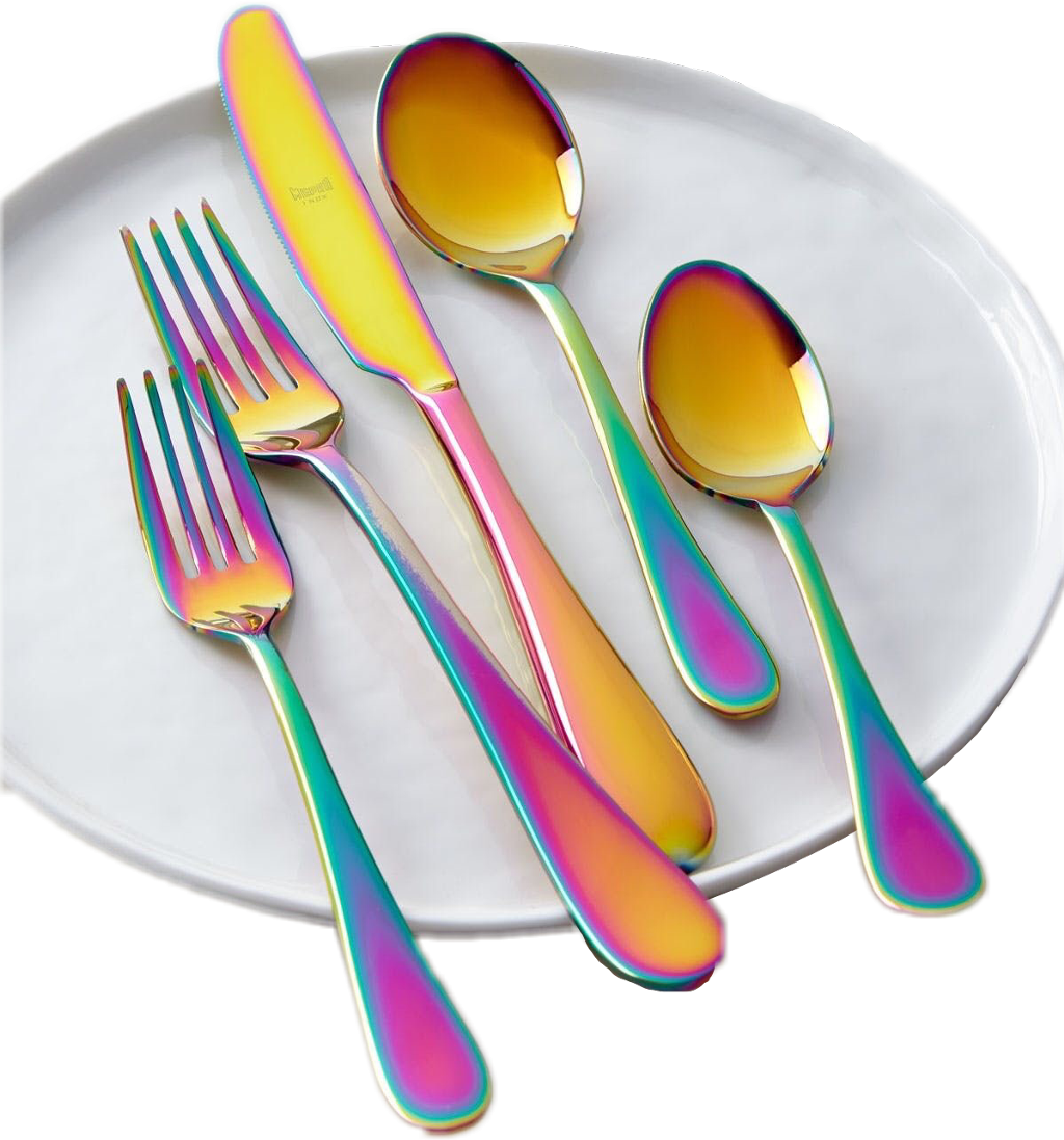 Iridescent Cutlery Seton Plate PNG