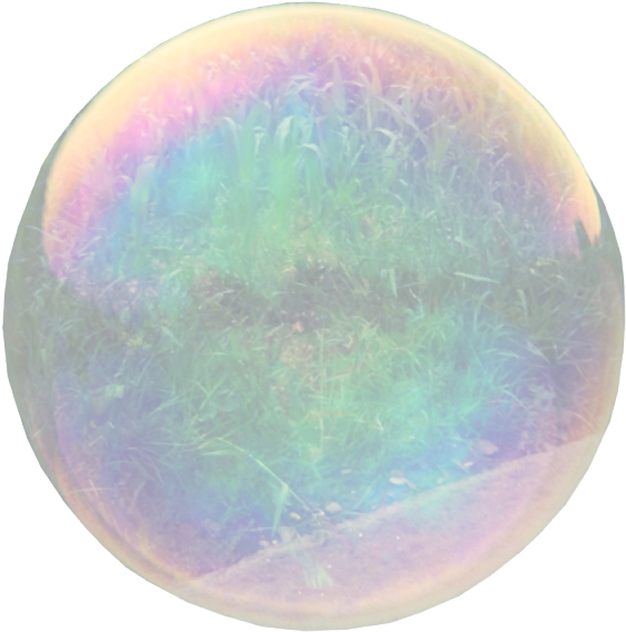 Iridescent Soap Bubbleon Grass PNG