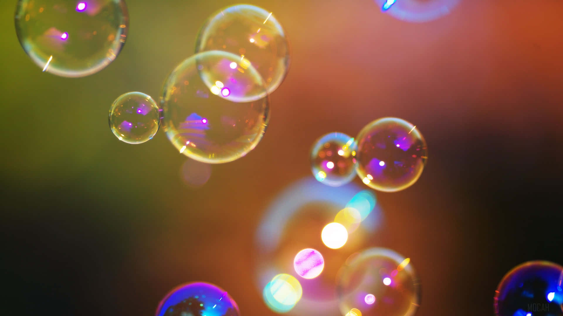 Iridescent Soap Bubbles Floating PNG