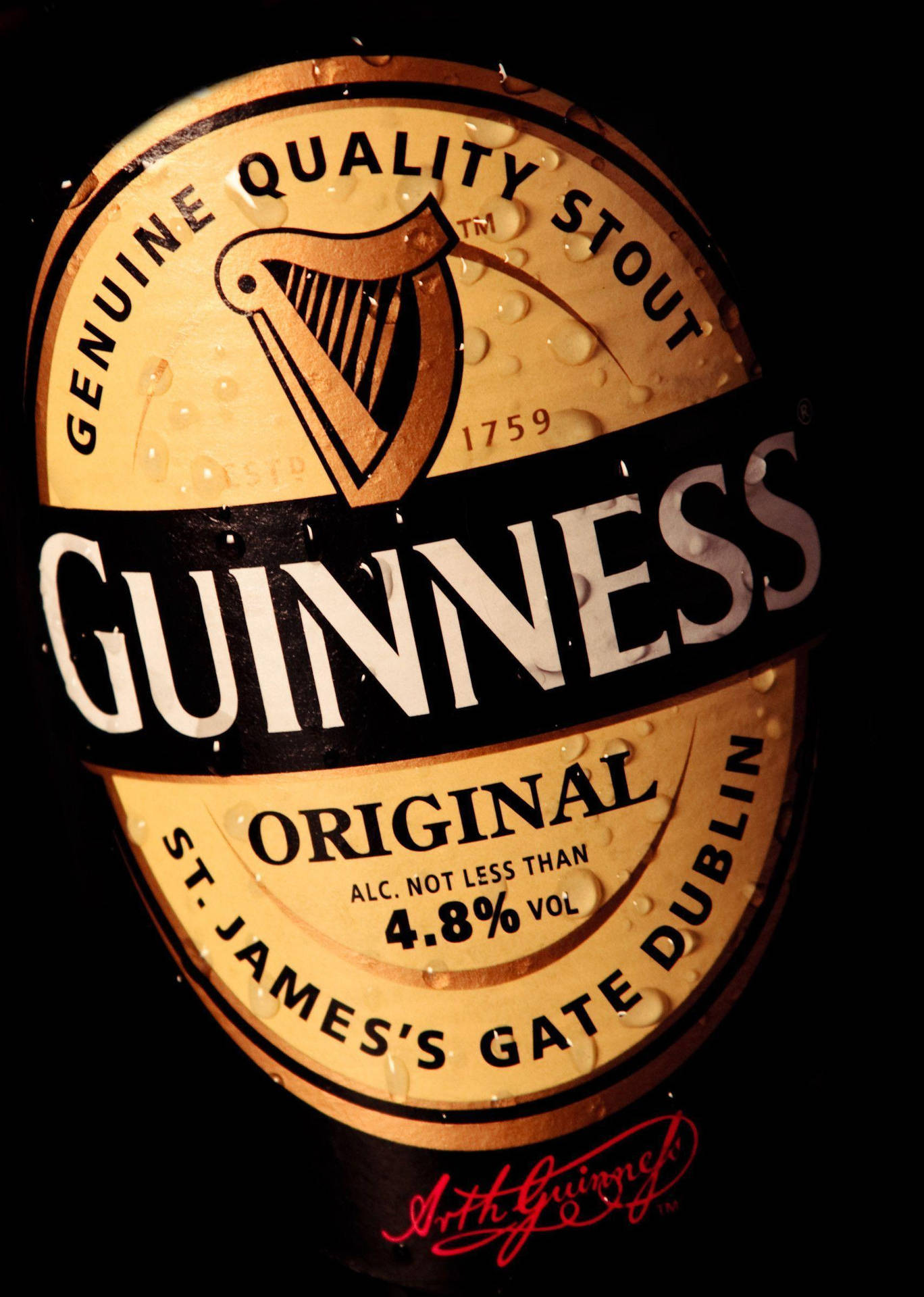 Irish Dry Stout Guinness Bottle Sticker Wallpaper