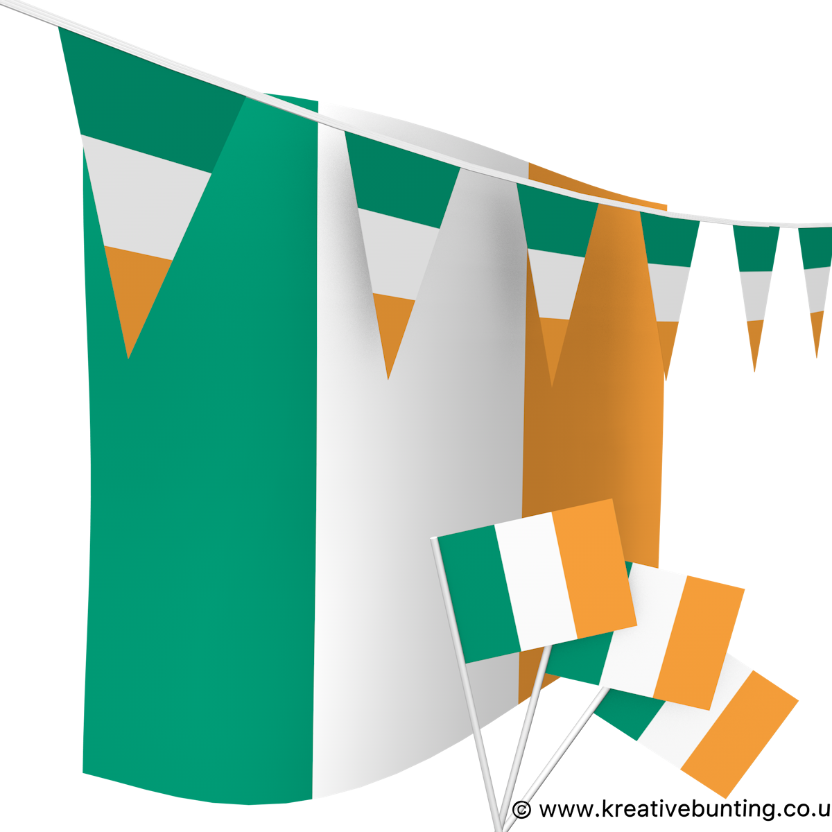 Irish Flag Buntingand Handheld Flags PNG