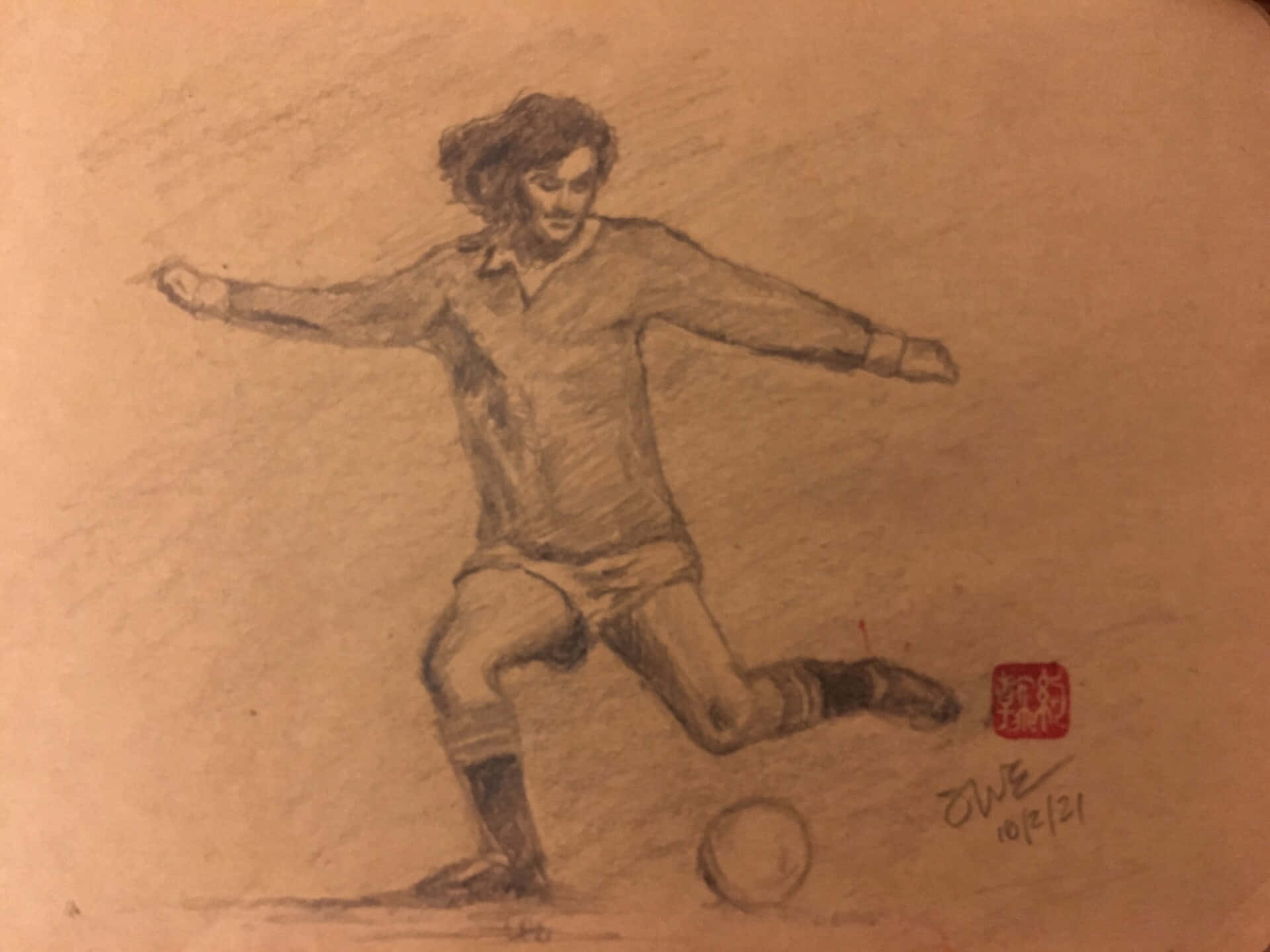 Bocetodel Jugador De Fútbol Irlandés George Best. Fondo de pantalla