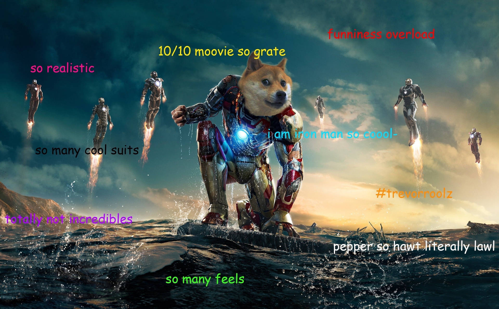 Doge meme shows the power of iron Wallpaper