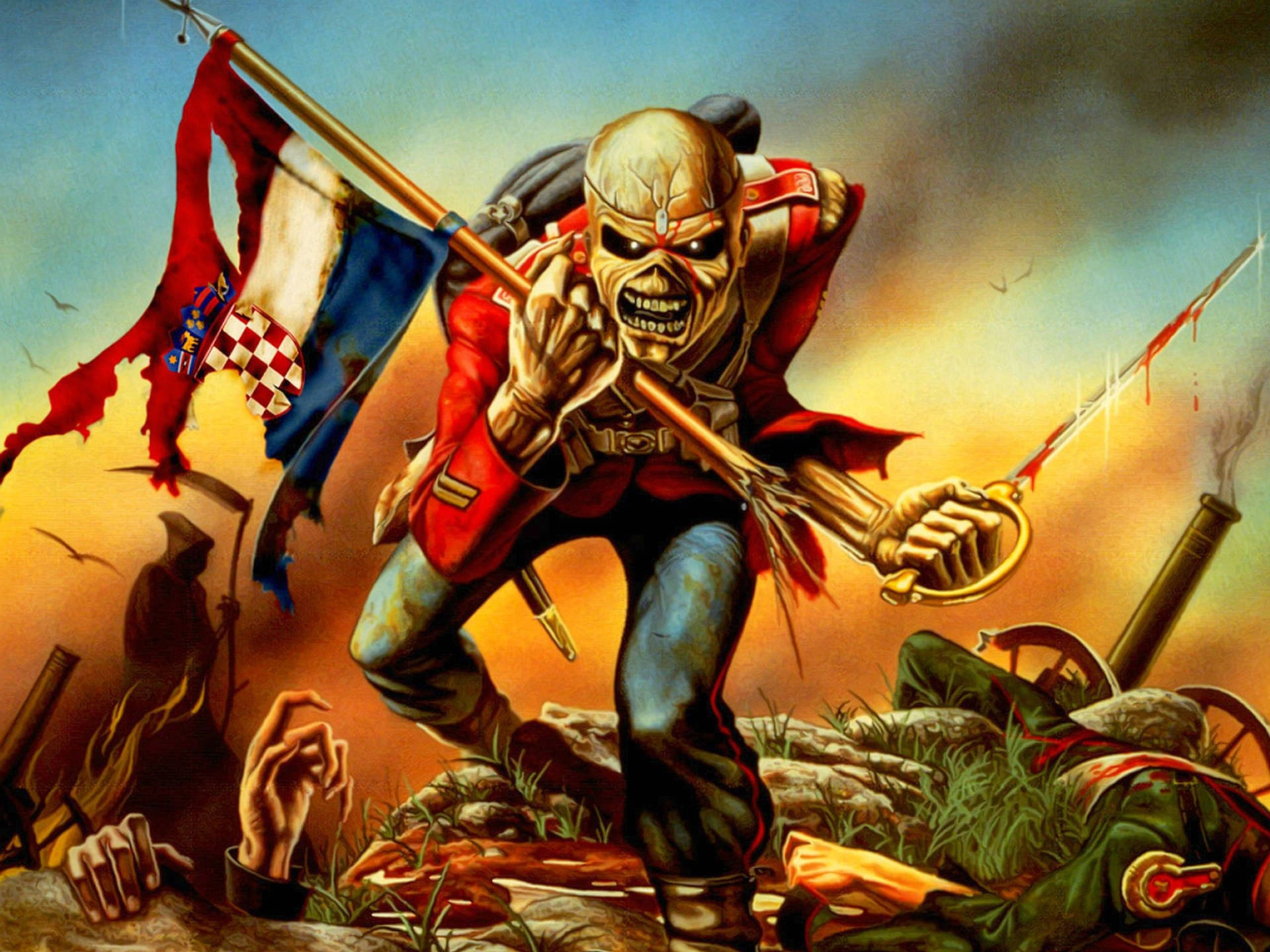 War is not a game for Iron Maiden's iconic mascot Eddie Wallpaper